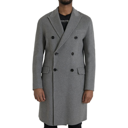 Dolce & Gabbana Gray Double Trench Coat Cashmere Jacket Dolce & Gabbana