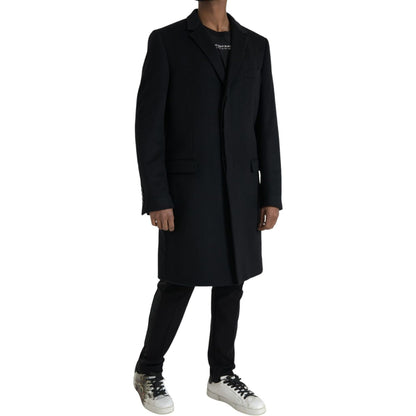 Dolce & Gabbana Black Wool Cashmere Trench Coat Jacket Dolce & Gabbana