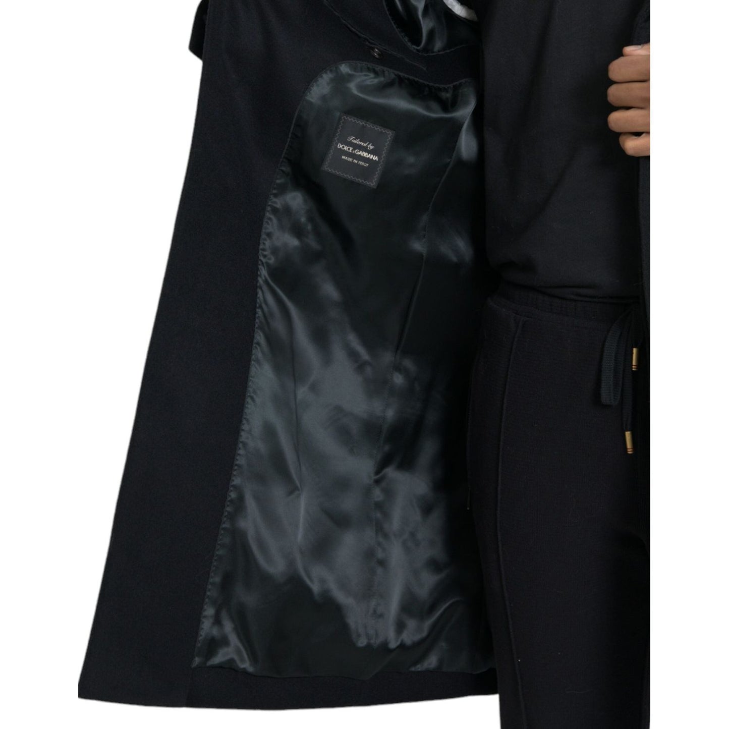 Dolce & Gabbana Black Wool Cashmere Trench Coat Jacket Dolce & Gabbana