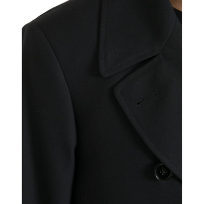 Dolce & Gabbana Black Double Breasted Trench Coat Jacket Dolce & Gabbana