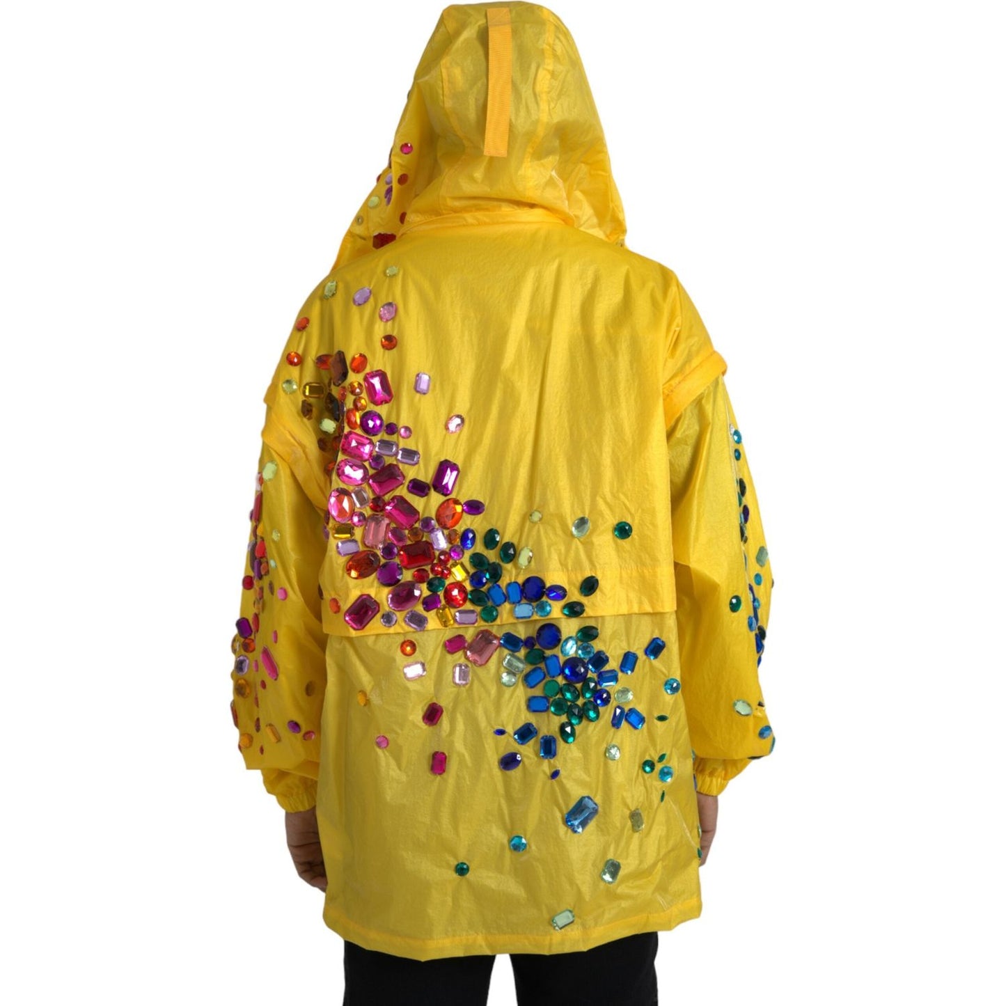 Dolce & Gabbana Yellow Crystal Embellished Hooded Jacket Dolce & Gabbana