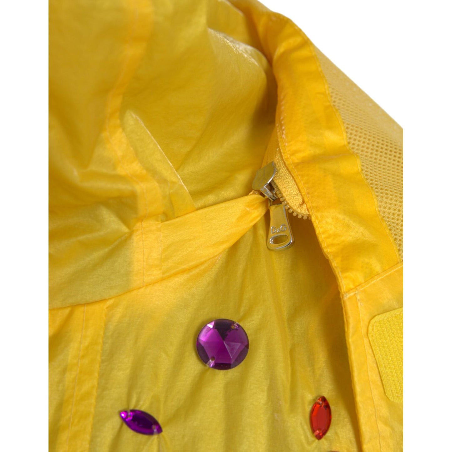 Dolce & Gabbana Yellow Crystal Embellished Hooded Jacket Dolce & Gabbana