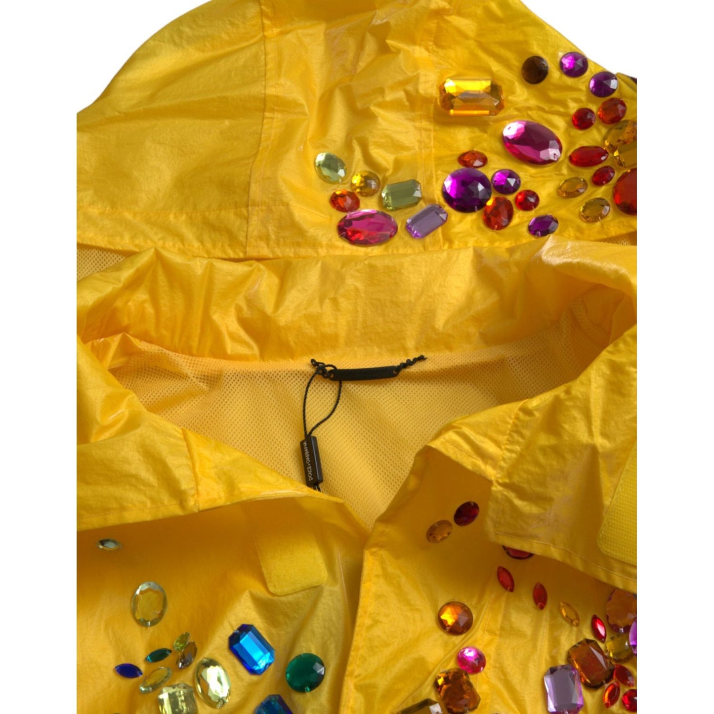 Dolce & Gabbana Yellow Crystal Embellished Hooded Jacket Dolce & Gabbana