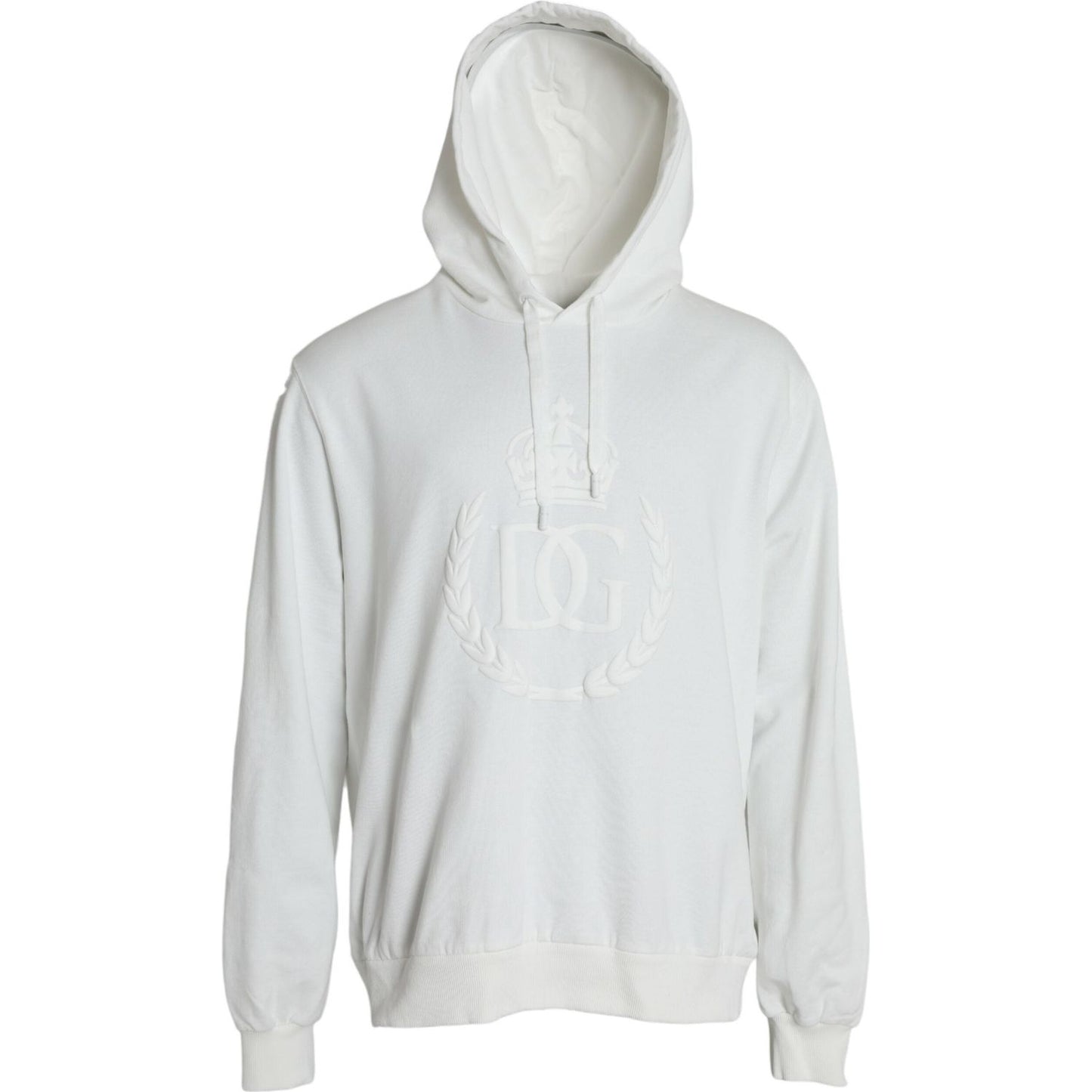 Dolce & Gabbana White Cotton Hooded Sweatshirt Pullover Sweater Dolce & Gabbana