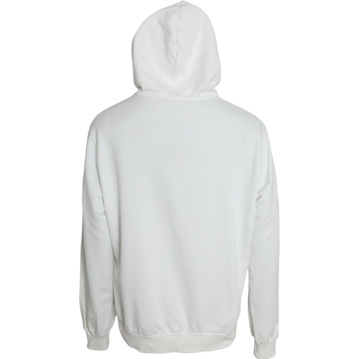 Dolce & Gabbana White Cotton Hooded Sweatshirt Pullover Sweater Dolce & Gabbana