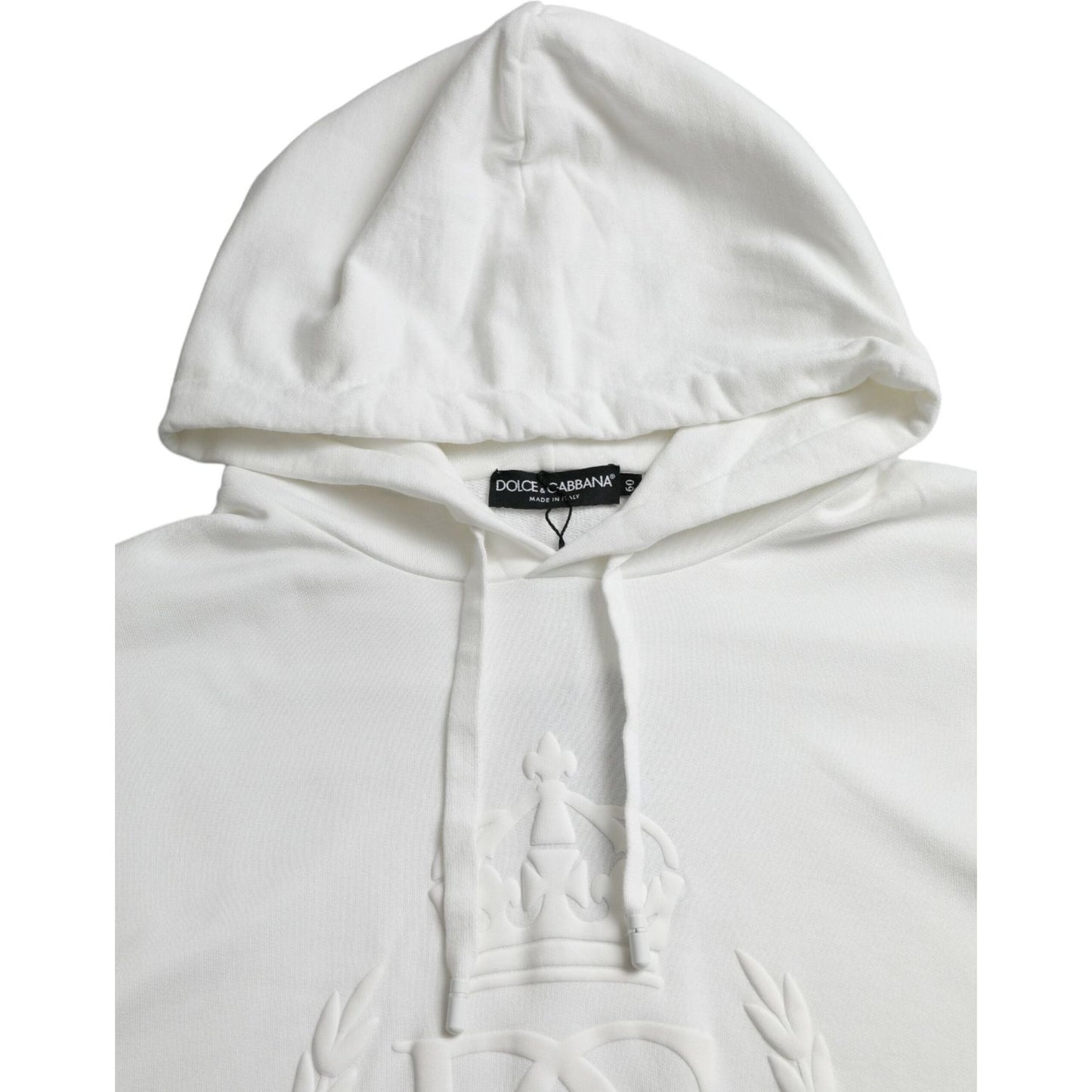 Dolce & Gabbana White Cotton Hooded Sweatshirt Pullover Sweater Dolce & Gabbana