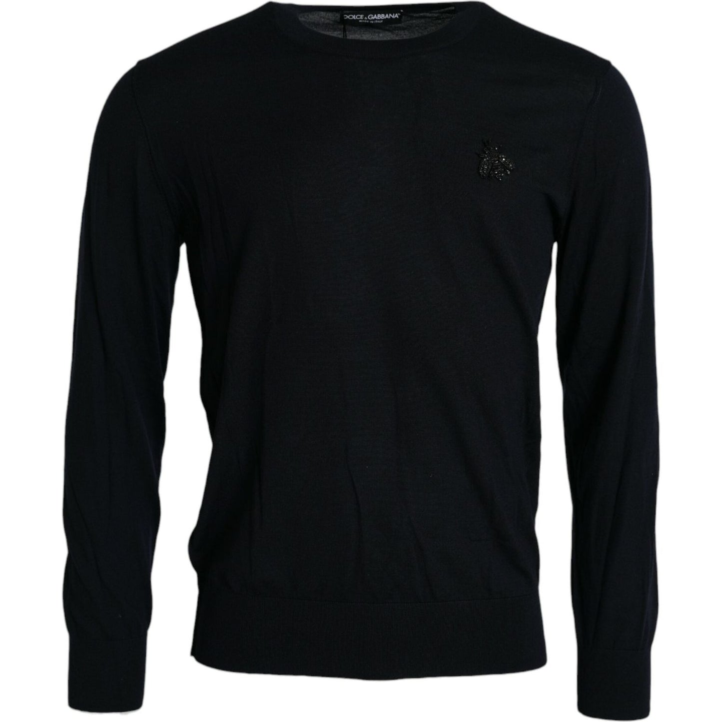 Dolce & Gabbana Blue Bee Cashmere Crewneck Pullover Sweater Dolce & Gabbana