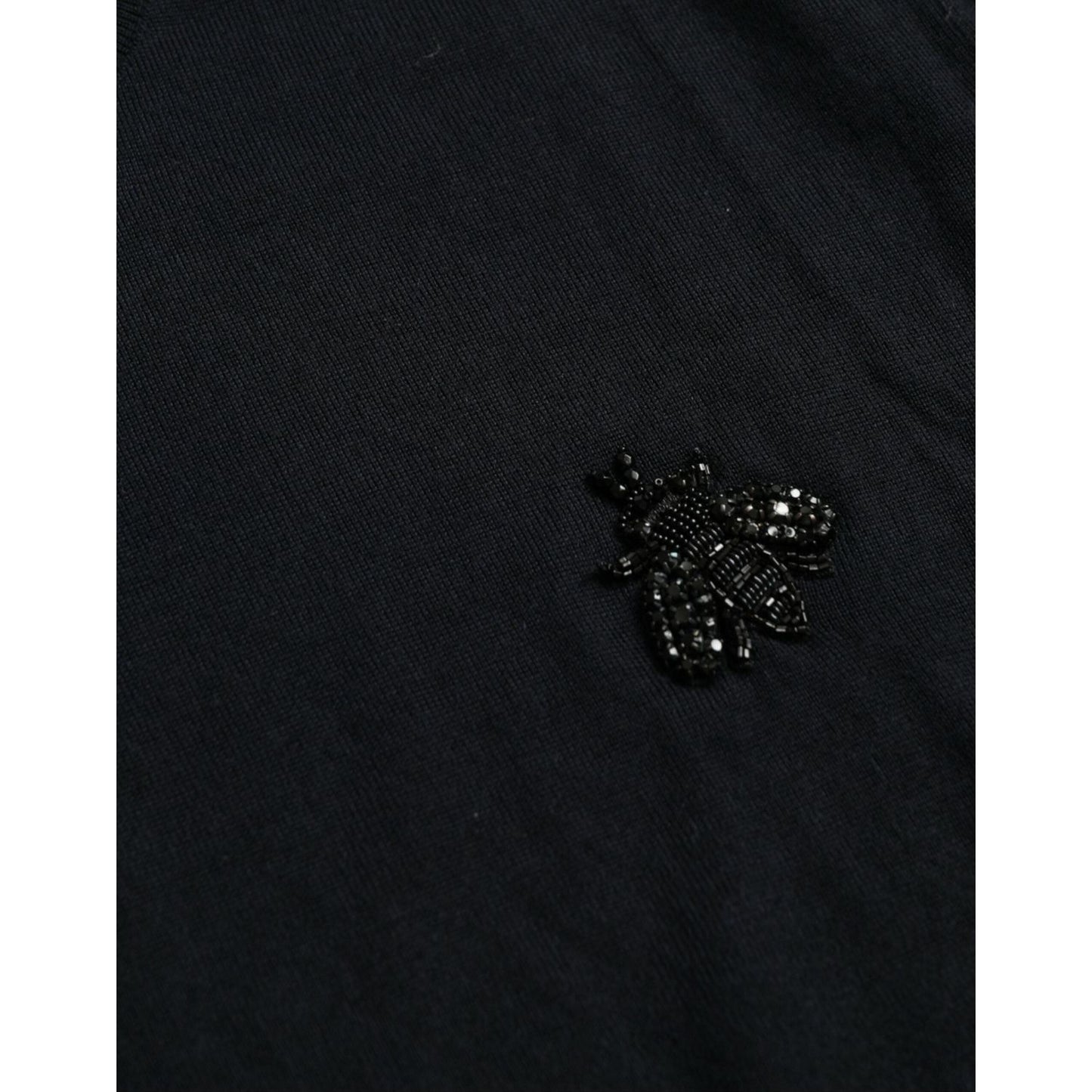 Dolce & Gabbana Blue Bee Cashmere Crewneck Pullover Sweater Dolce & Gabbana