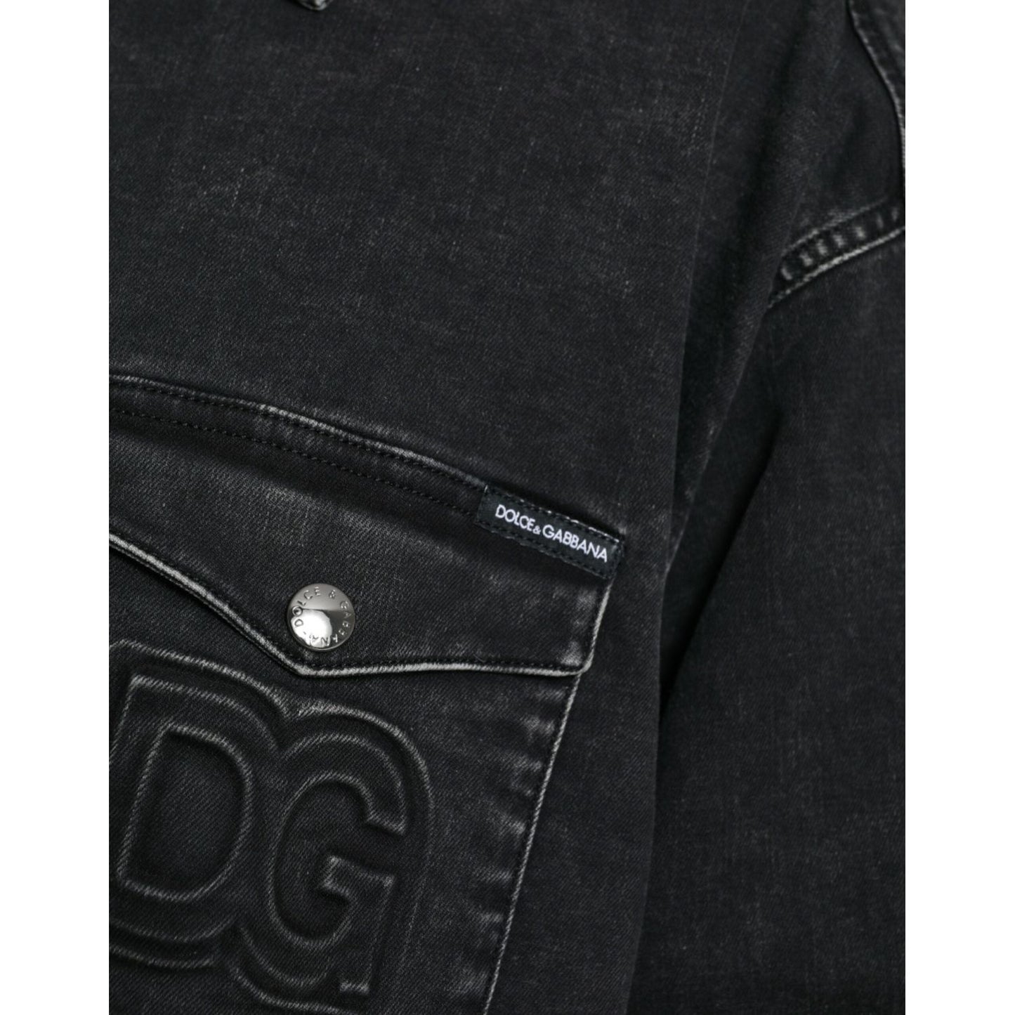 Dolce & Gabbana Black Cotton Long Sleeve Denim Casual Shirt Dolce & Gabbana