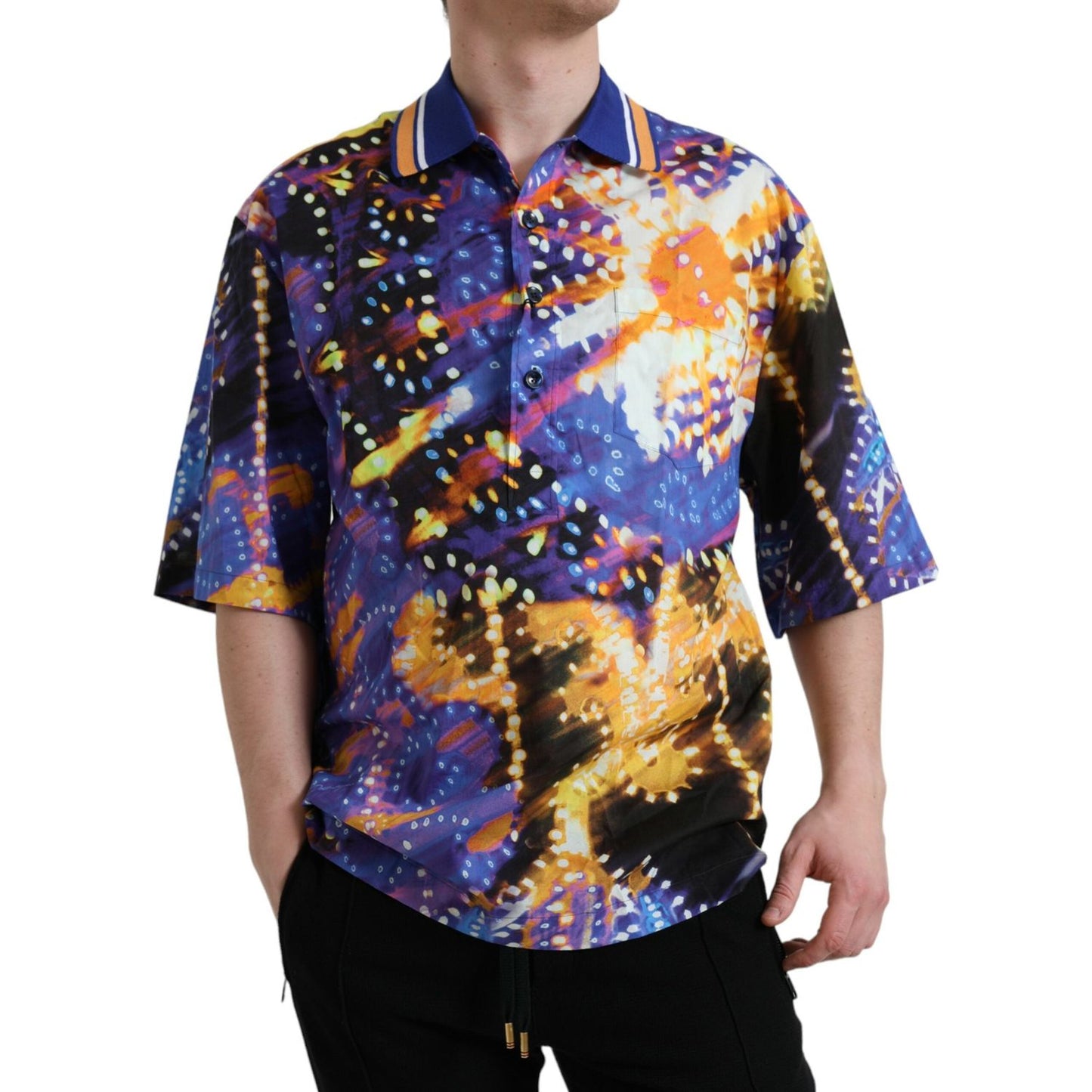 Dolce & Gabbana Multicolor Luminarie Print Cotton Casual Shirt Dolce & Gabbana