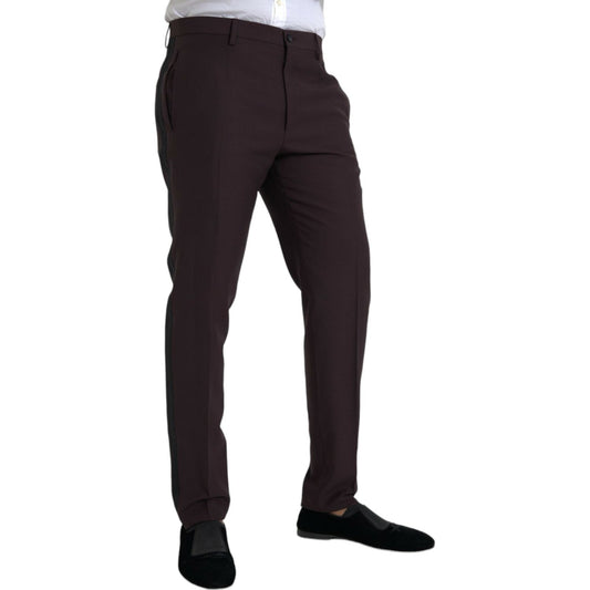 Dolce & Gabbana Dark Brown Wool Slim Fit Pants Dolce & Gabbana