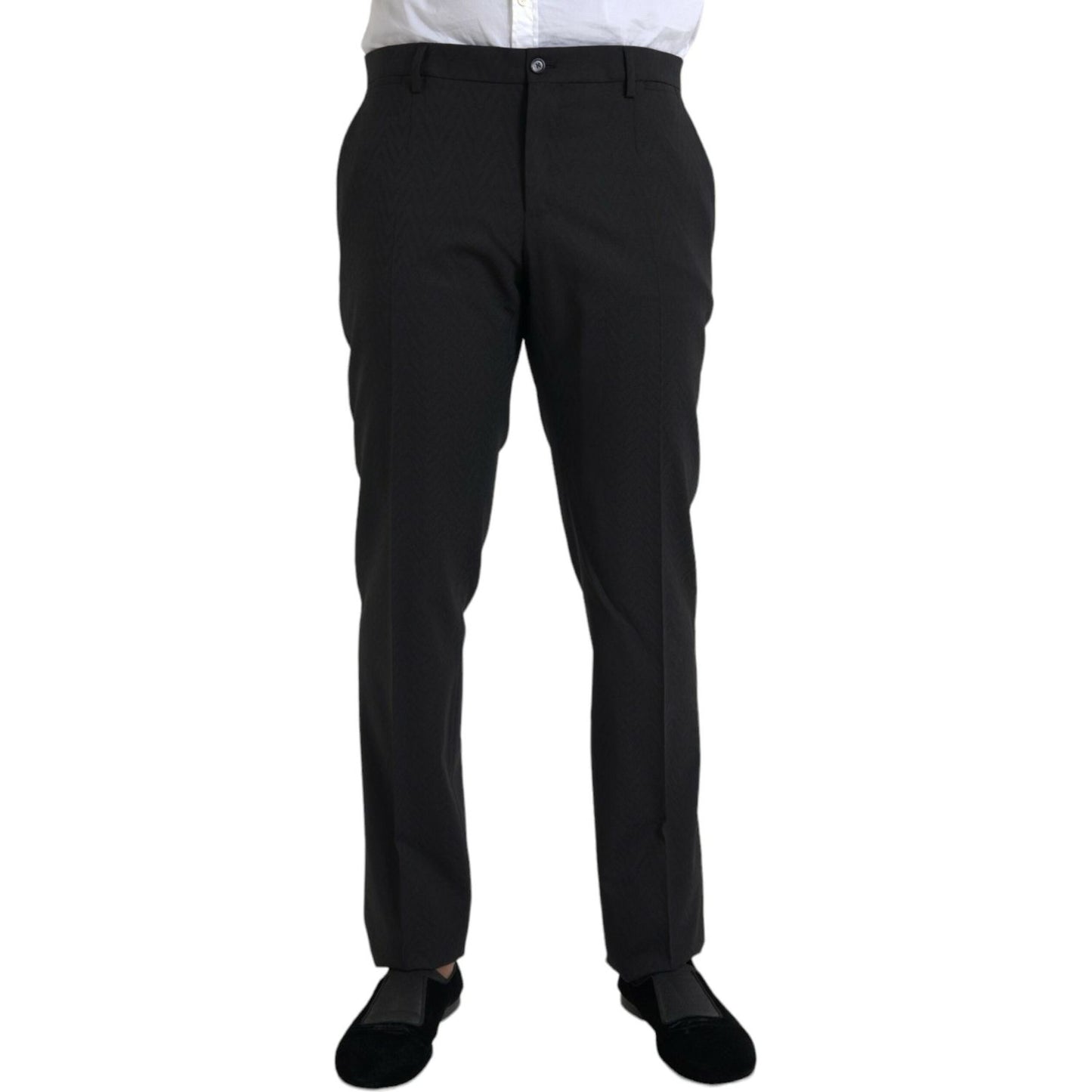 Dolce & Gabbana Black Wool Men Skinny Dress Pants Dolce & Gabbana