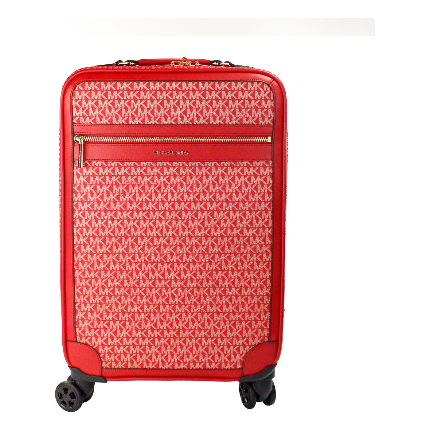 Michael Kors Travel Small Red Signature Trolley Rolling Suitcase Carry On Bag