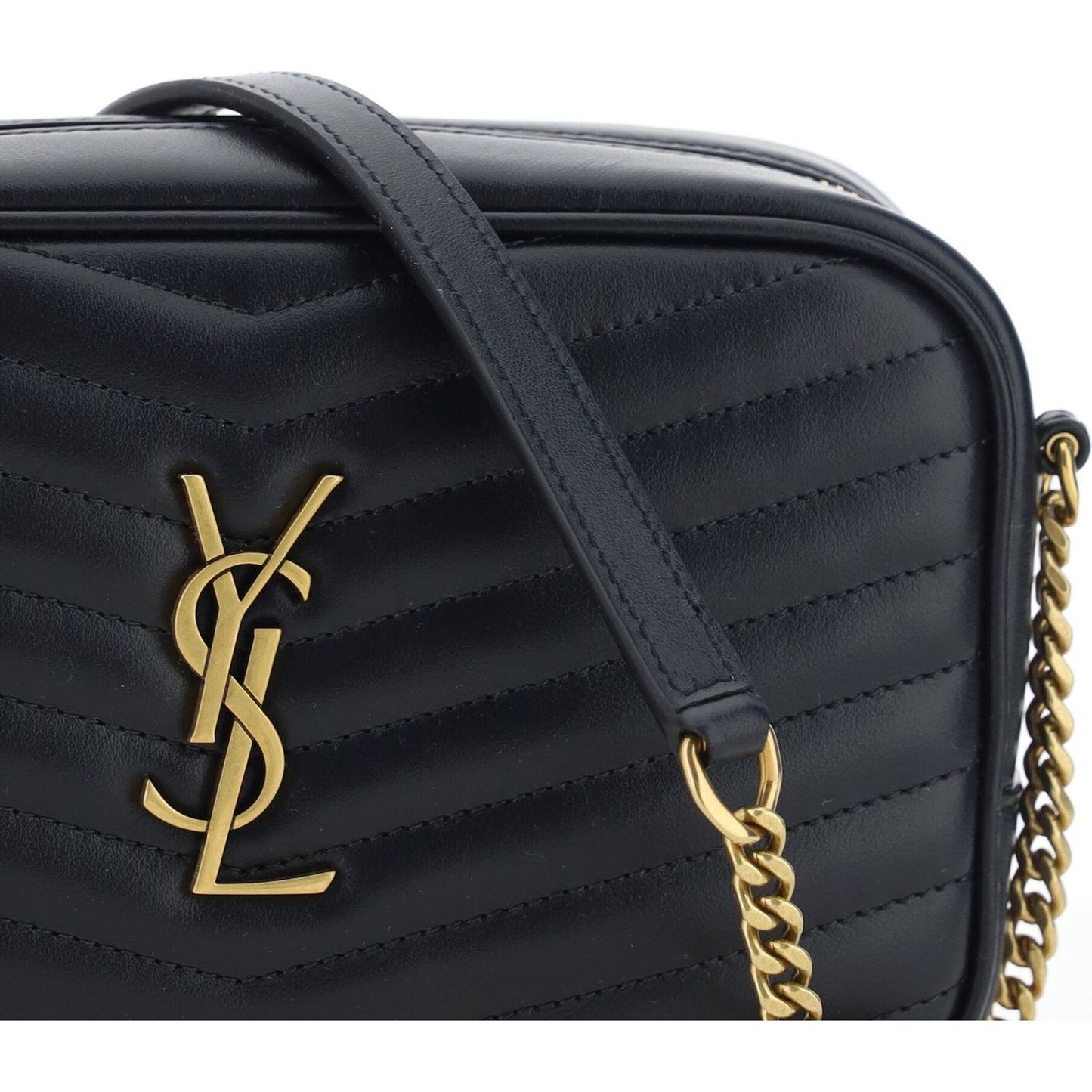 Saint Laurent Black Calf Leather Lou Small Shoulder Bag Saint Laurent