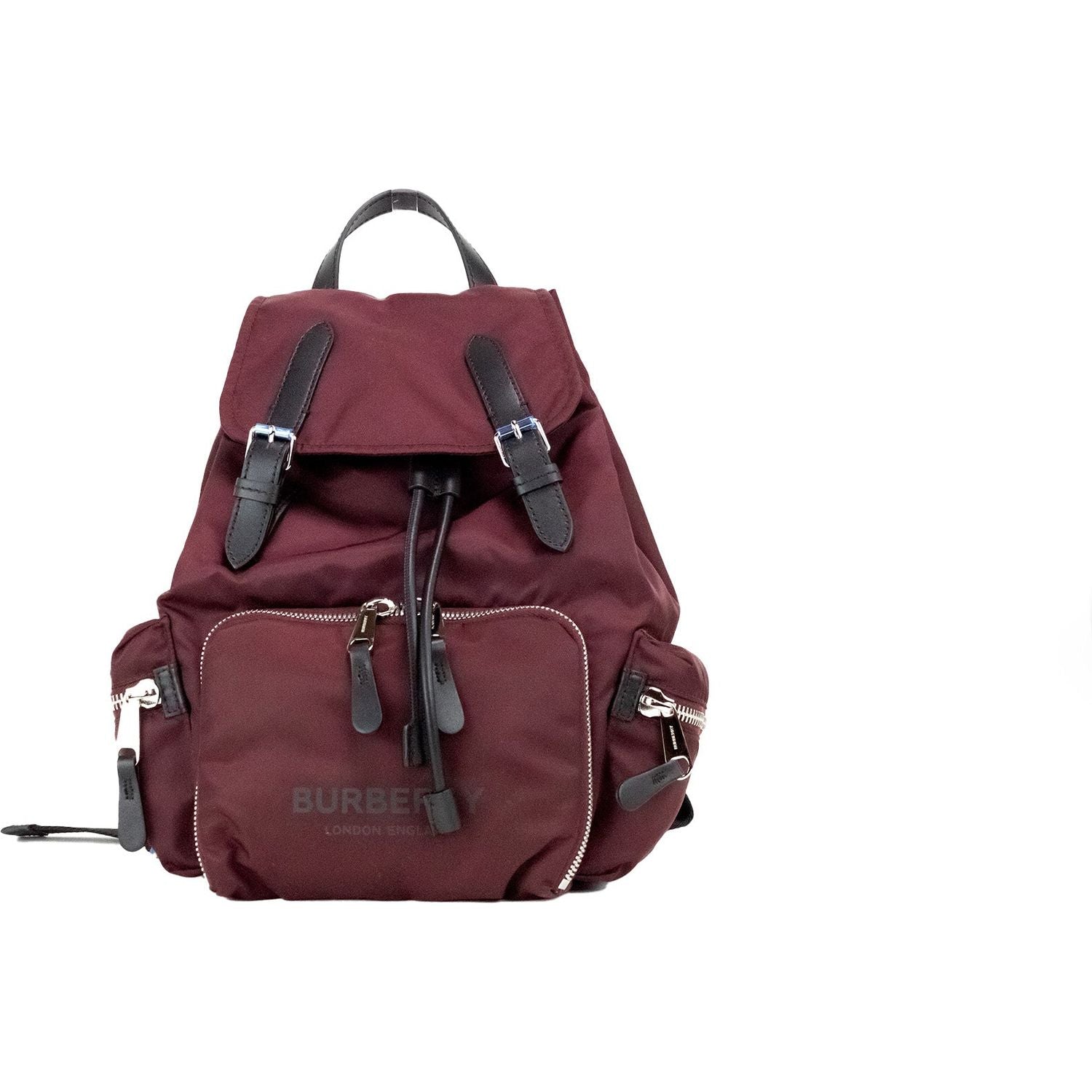 Burberry Medium Burgundy Econyl Nylon Rucksack Drawstring Backpack Bookbag