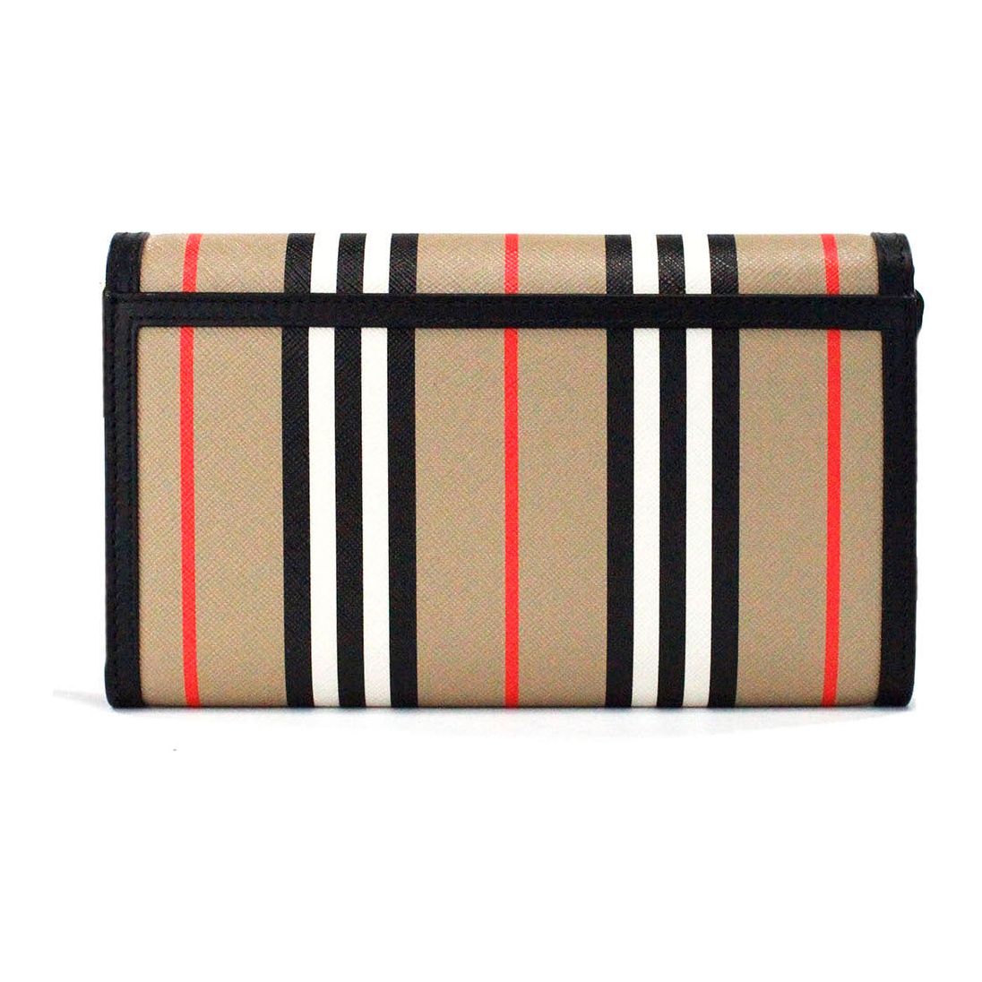 Burberry Hannah Icon Stripe Archive Black E-Canvas Leather Wallet Crossbody Bag Burberry