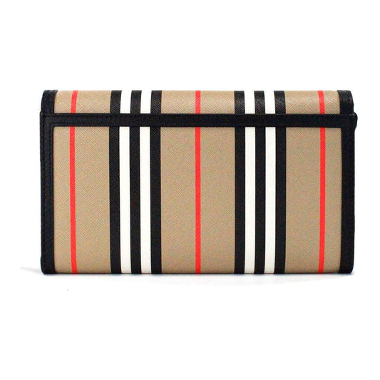 Burberry Hannah Icon Stripe Archive Black E-Canvas Leather Wallet Crossbody Bag Burberry