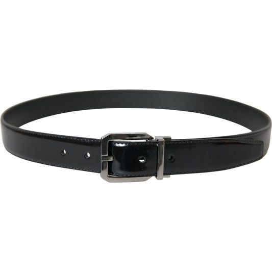 Dolce & Gabbana Black Leather Silver Metal Buckle Belt Men Dolce & Gabbana