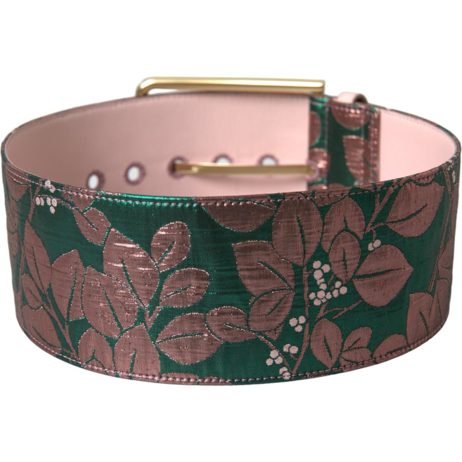 Dolce & Gabbana Multicolor Floral Jacquard Lurex Gold Buckle Belt