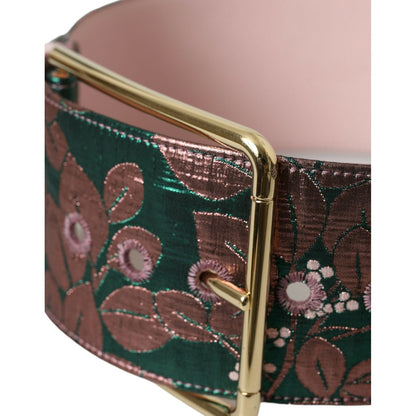 Dolce & Gabbana Multicolor Floral Jacquard Lurex Gold Buckle Belt Dolce & Gabbana