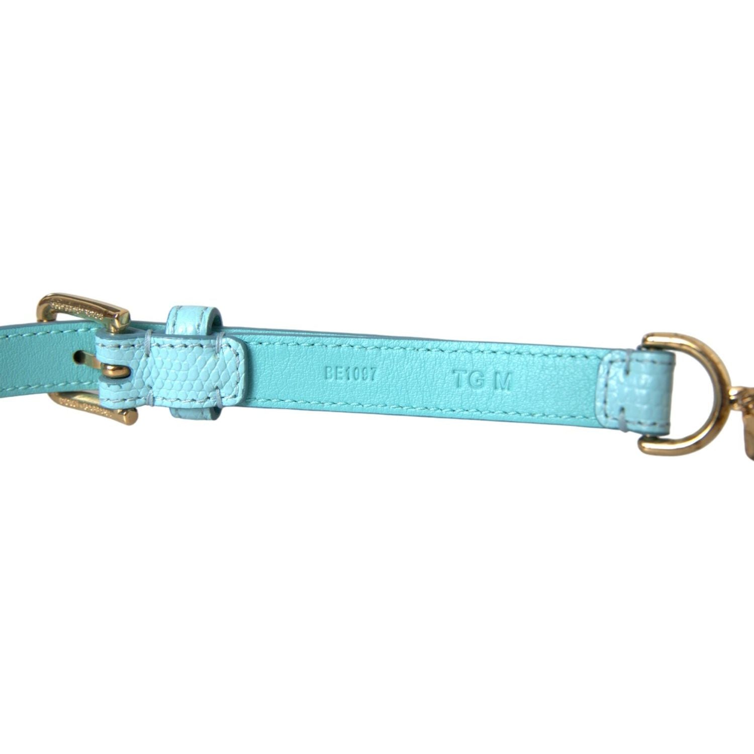 Dolce & Gabbana Light Blue Leather Crystal Chain Waist Belt