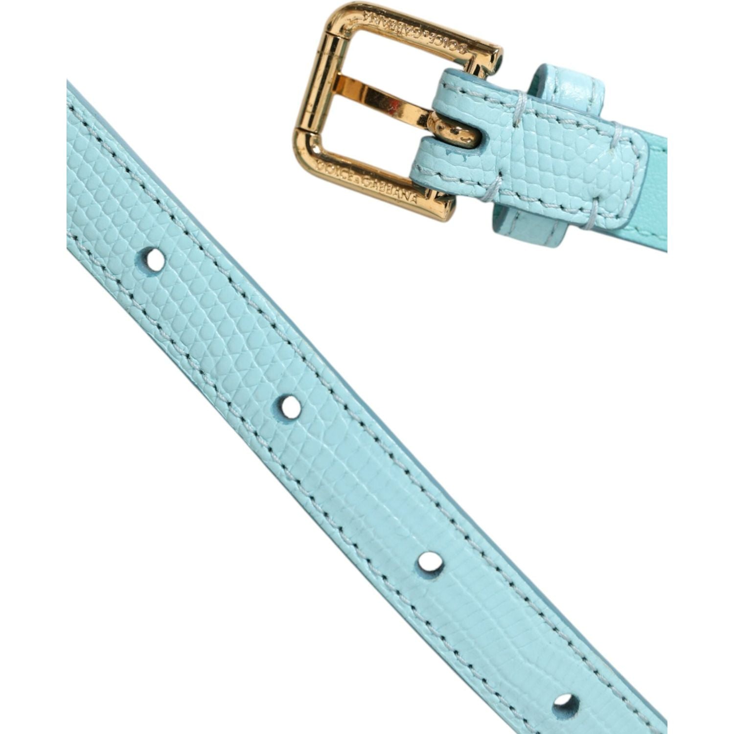 Dolce & Gabbana Light Blue Leather Crystal Chain Waist Belt