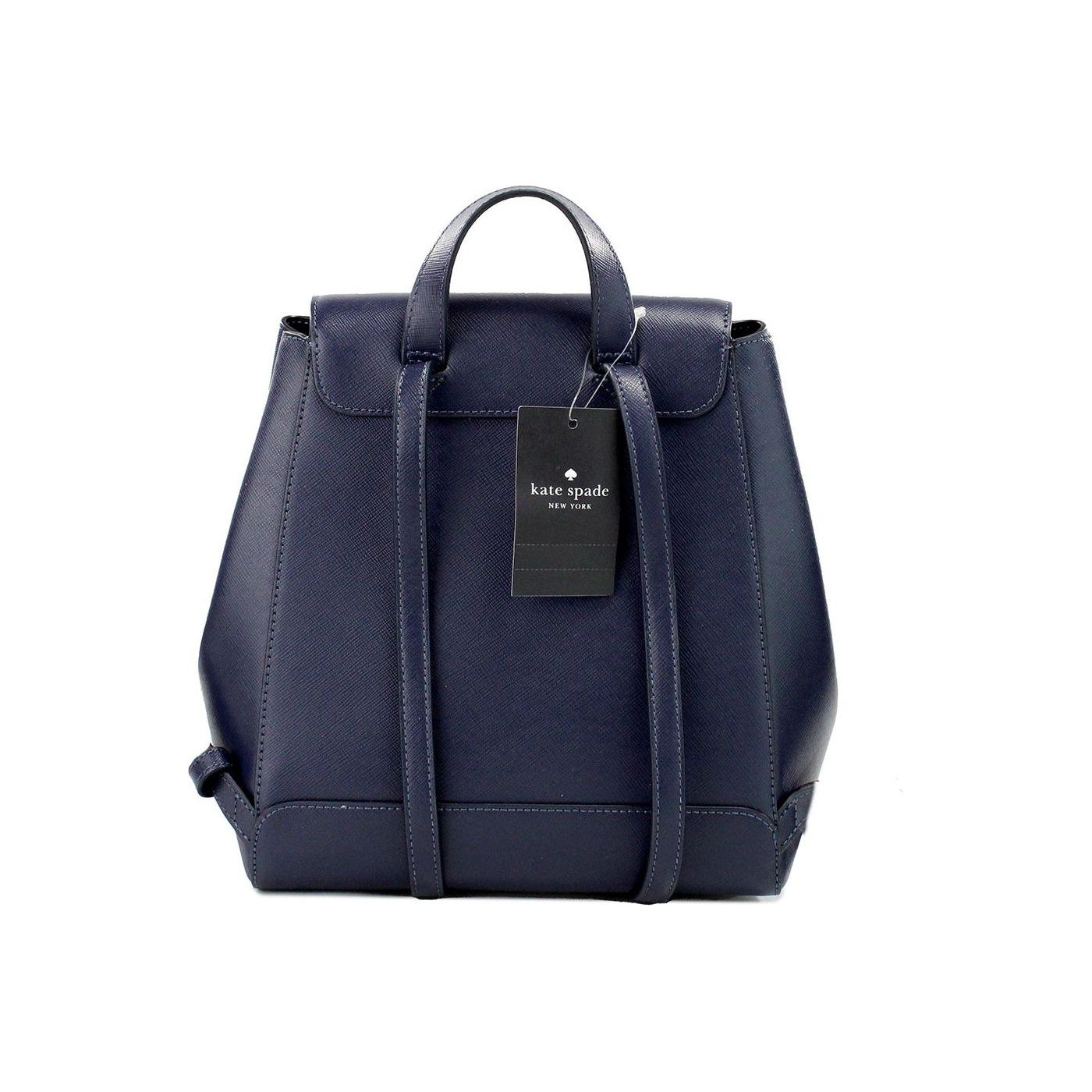 Kate Spade Madison Navy Saffiano Leather Medium Flap Shoulder Backpack Bag Kate Spade