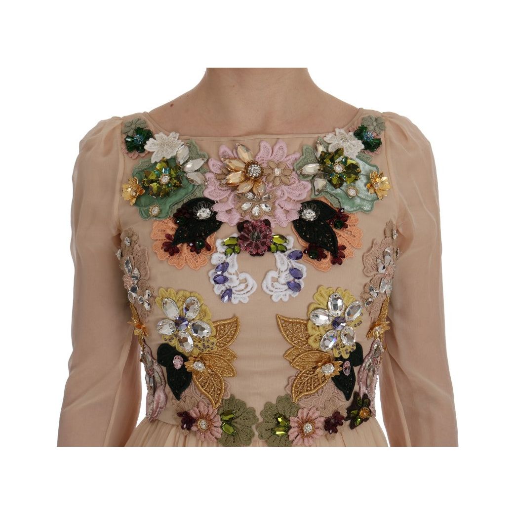 Dolce & Gabbana Elegant Floral Embroidered Silk Maxi Dress Dolce & Gabbana