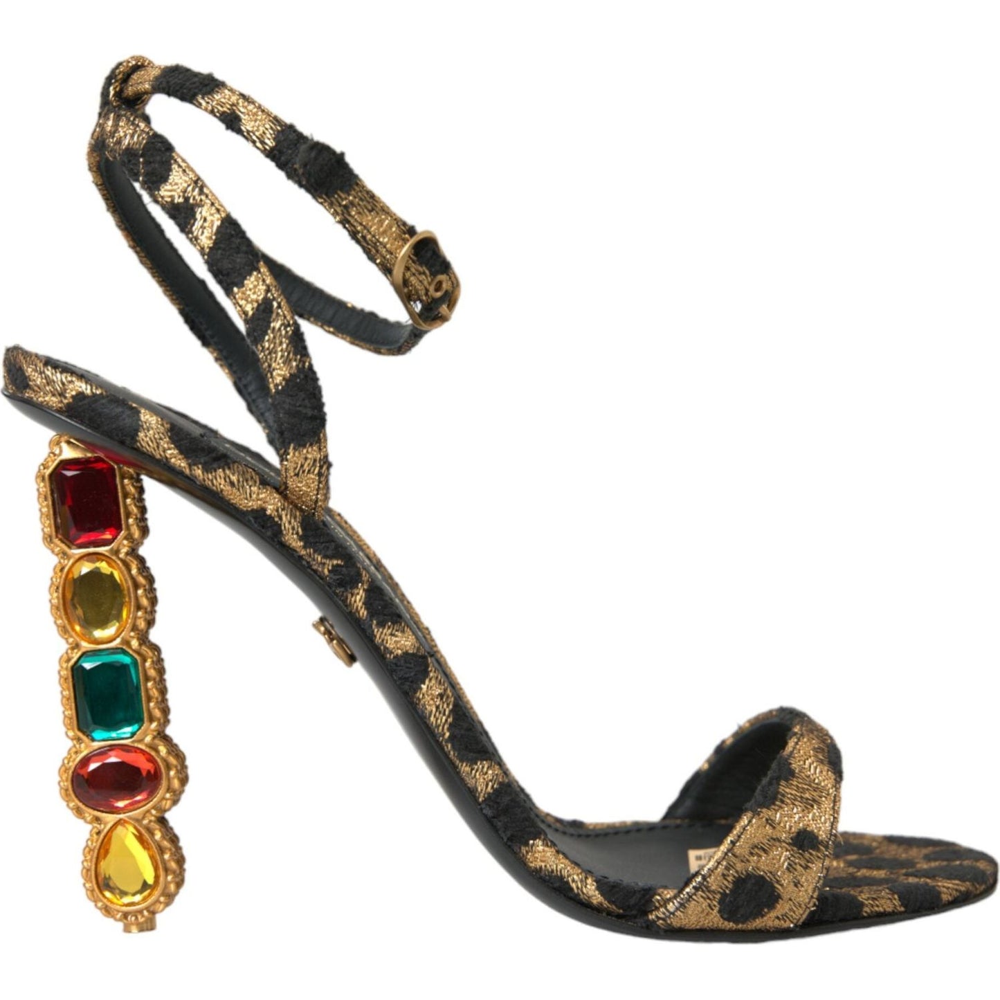 Dolce & Gabbana Gold Leopard Crystals Heels Sandals Shoes Dolce & Gabbana