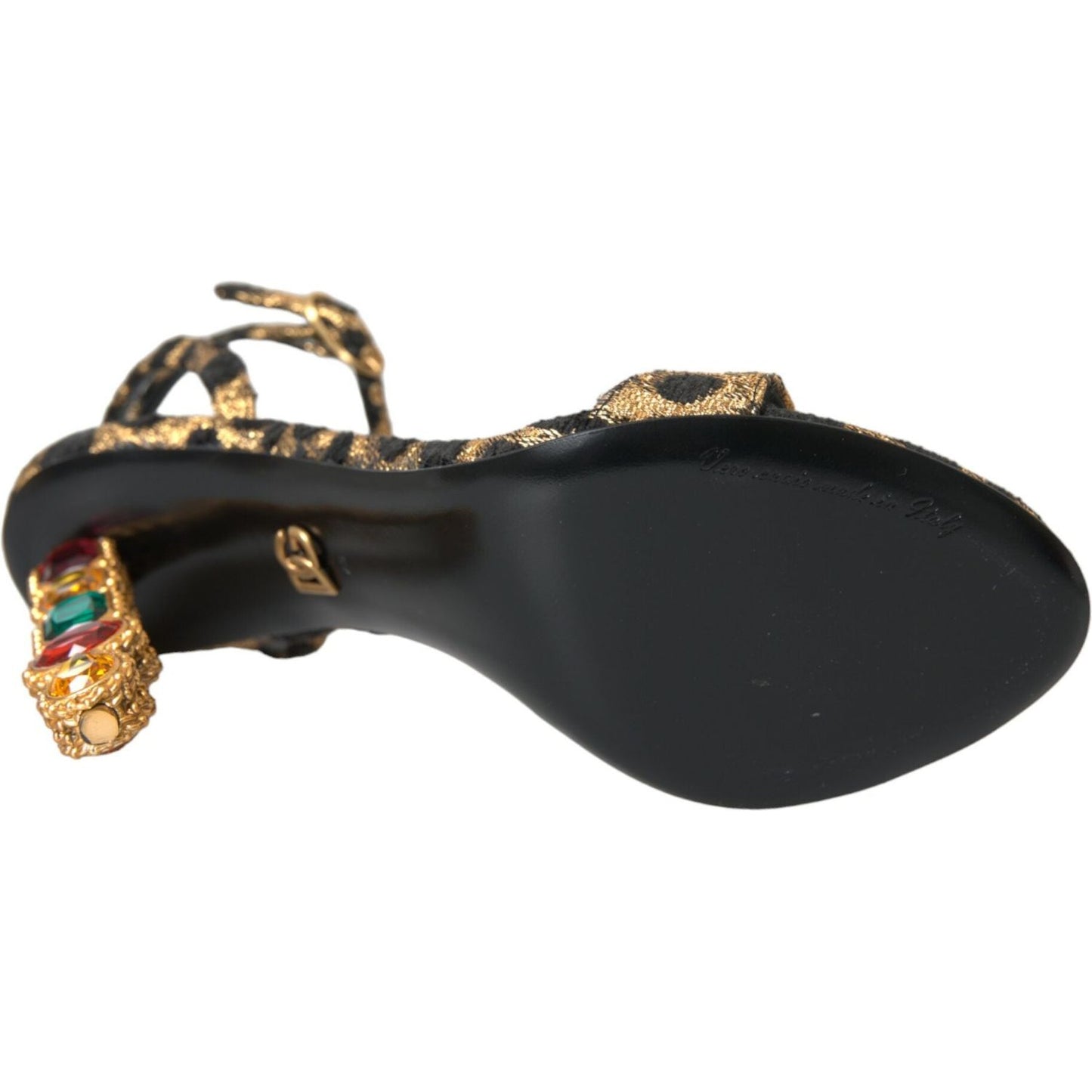 Dolce & Gabbana Gold Leopard Crystals Heels Sandals Shoes Dolce & Gabbana