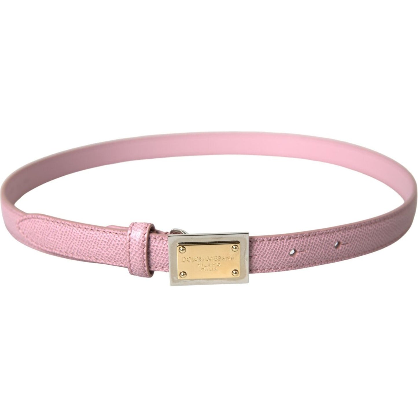 Dolce & Gabbana Pink Leather Gold Square Metal Buckle Belt Dolce & Gabbana