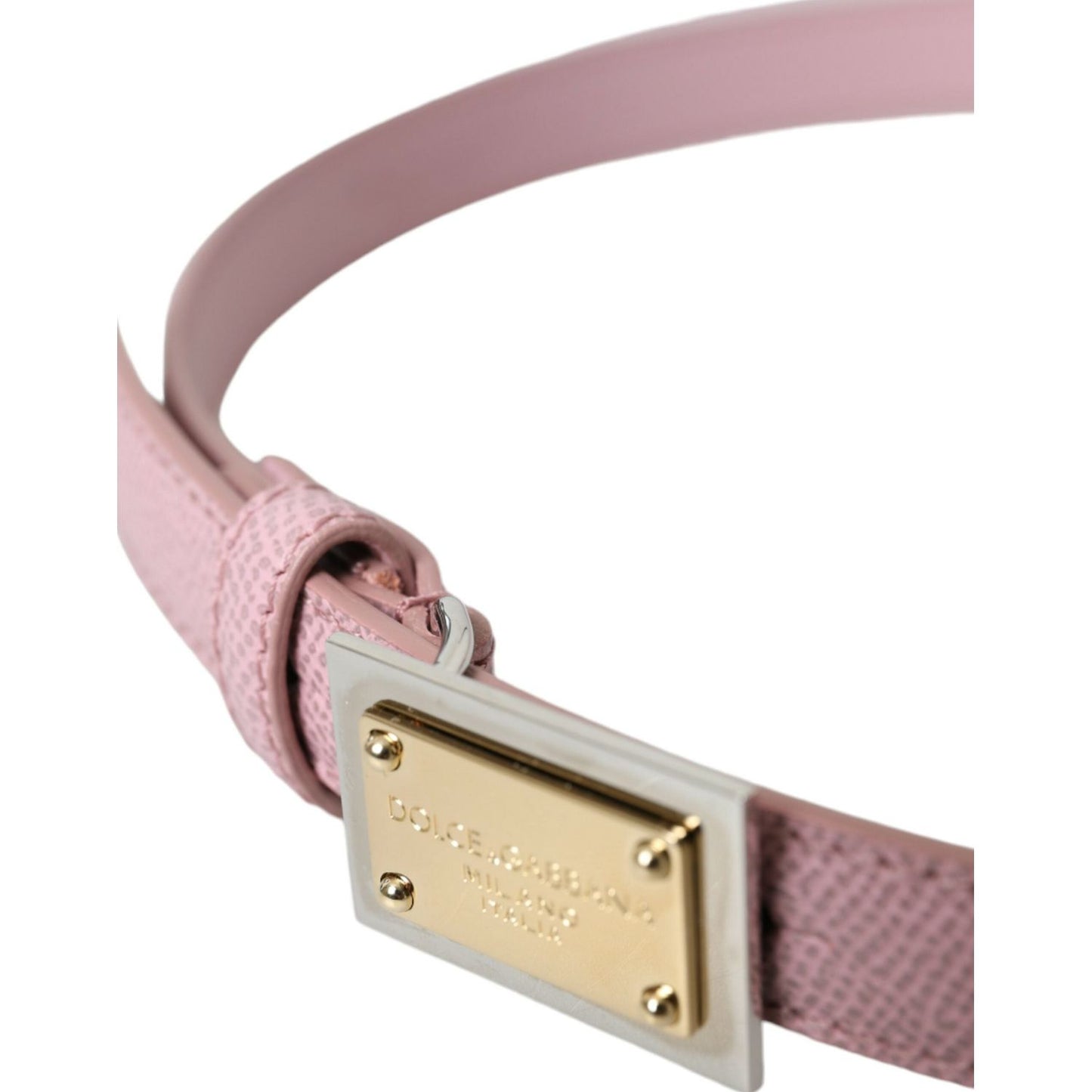 Dolce & Gabbana Pink Leather Gold Square Metal Buckle Belt Dolce & Gabbana