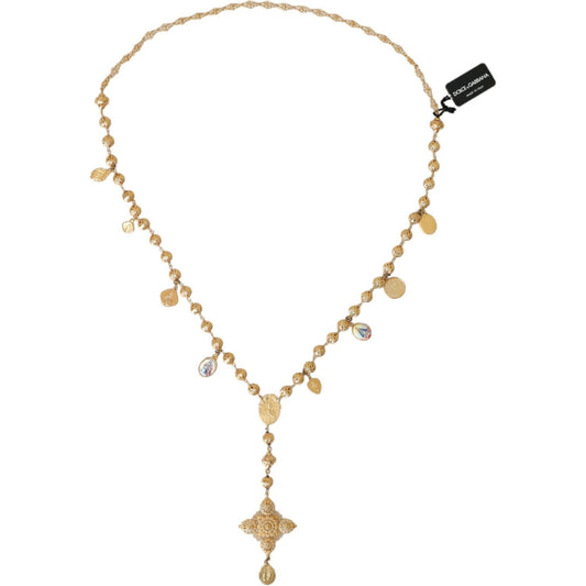 Dolce & Gabbana Gold Tone Chain Brass Beaded Statement Sicily Necklace Necklace Dolce & Gabbana