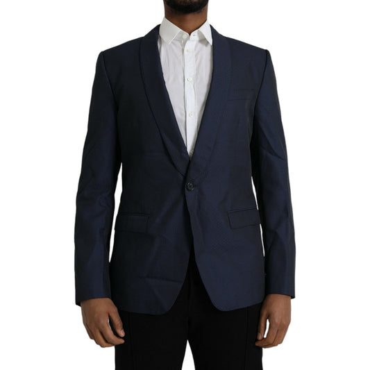 Dolce & Gabbana Blue MARTINI Shawl Single Breasted Blazer Dolce & Gabbana