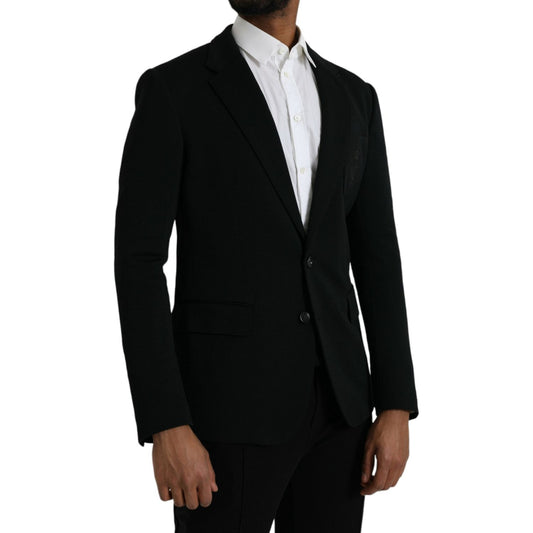 Dolce & Gabbana Black Wool Notch Single Breasted Coat Blazer Dolce & Gabbana