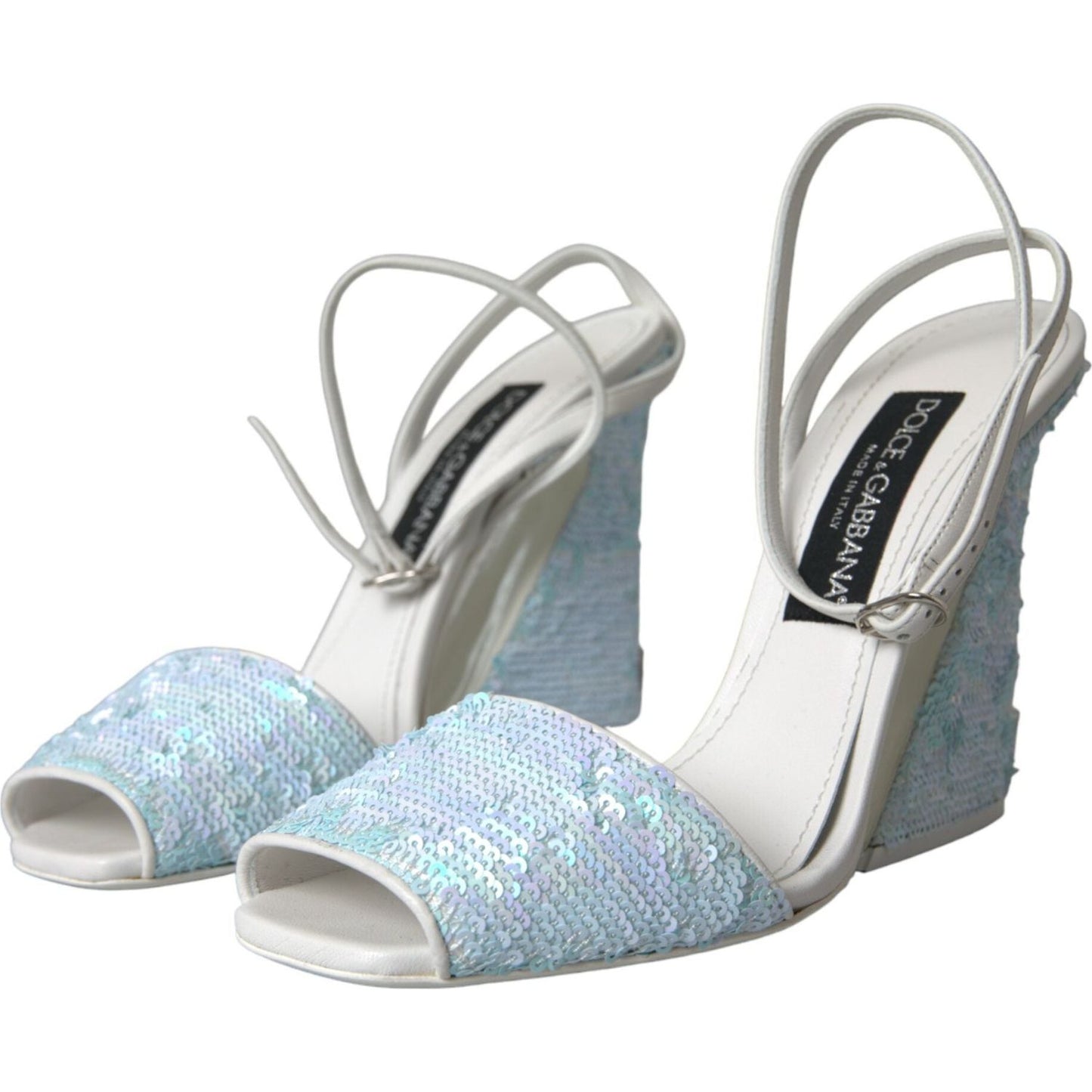 Dolce & Gabbana Light Blue Sequin Ankle Strap Sandals Shoes Dolce & Gabbana