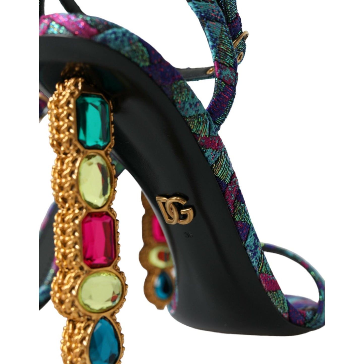 Dolce & Gabbana Multicolor Jacquard Crystals Sandals Shoes Dolce & Gabbana