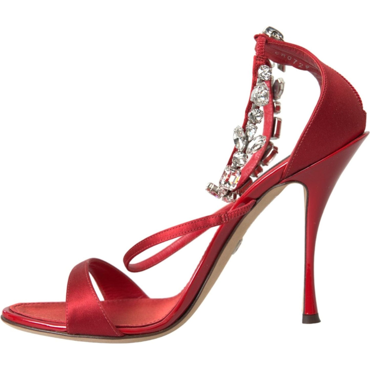 Dolce & Gabbana Keira Red Satin Crystals Sandals Heels Shoes Dolce & Gabbana