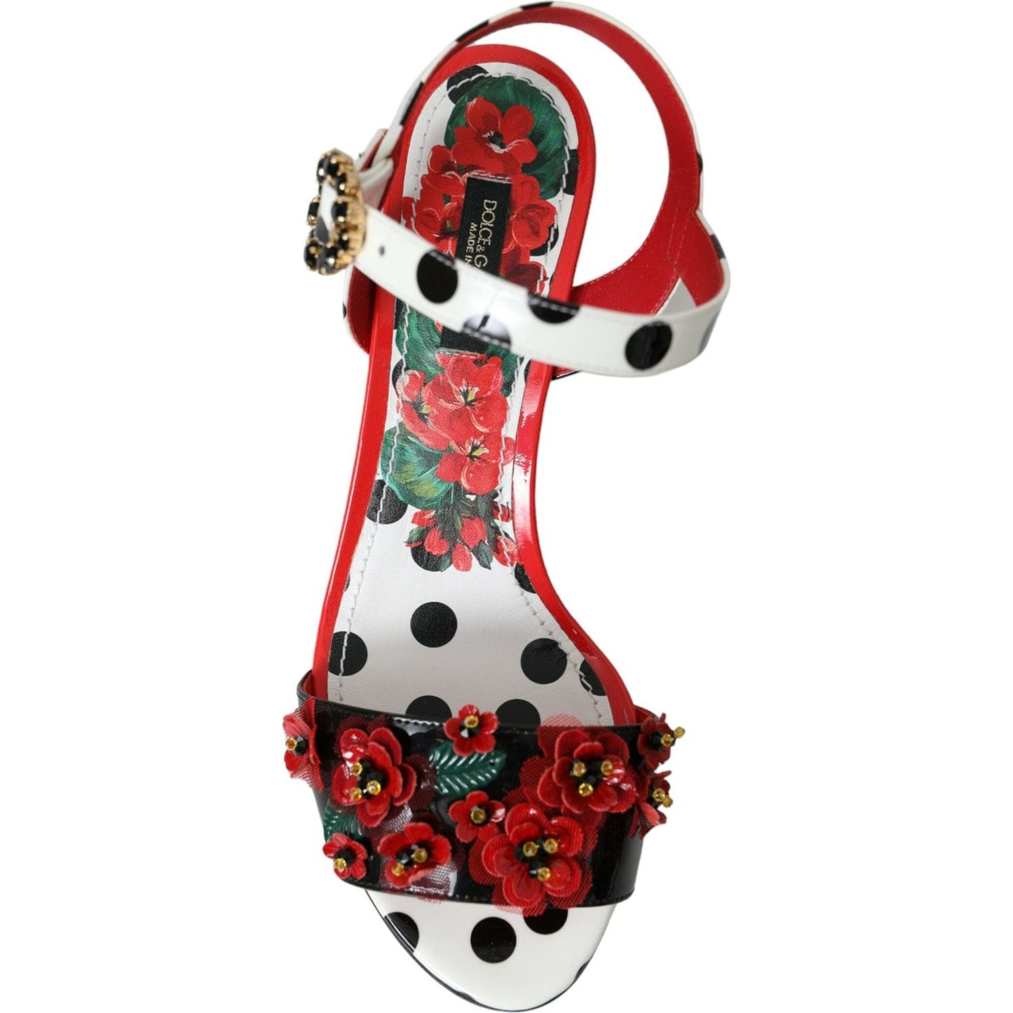 Dolce & Gabbana Multicolor Floral Crystal Leather Sandals Shoes Dolce & Gabbana