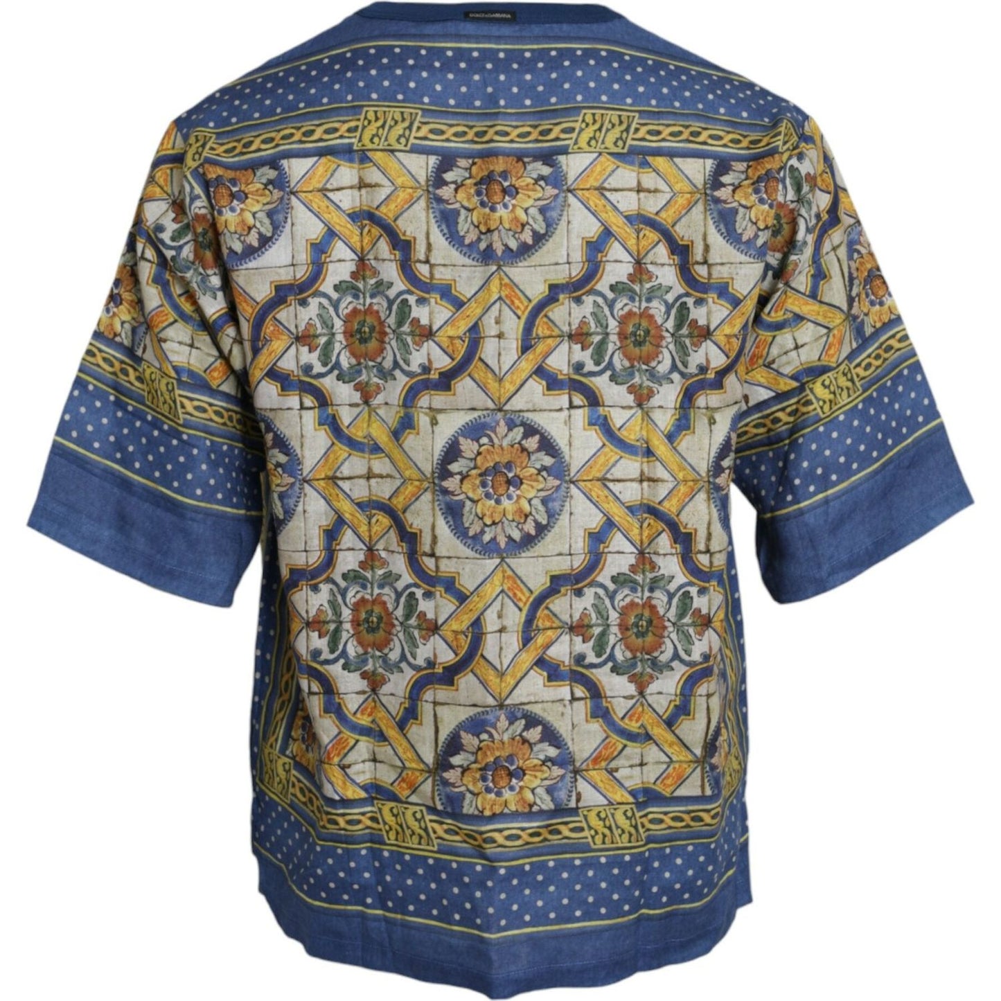 Dolce & Gabbana Multicolor Majolica Linen Short Sleeve T-shirt Dolce & Gabbana