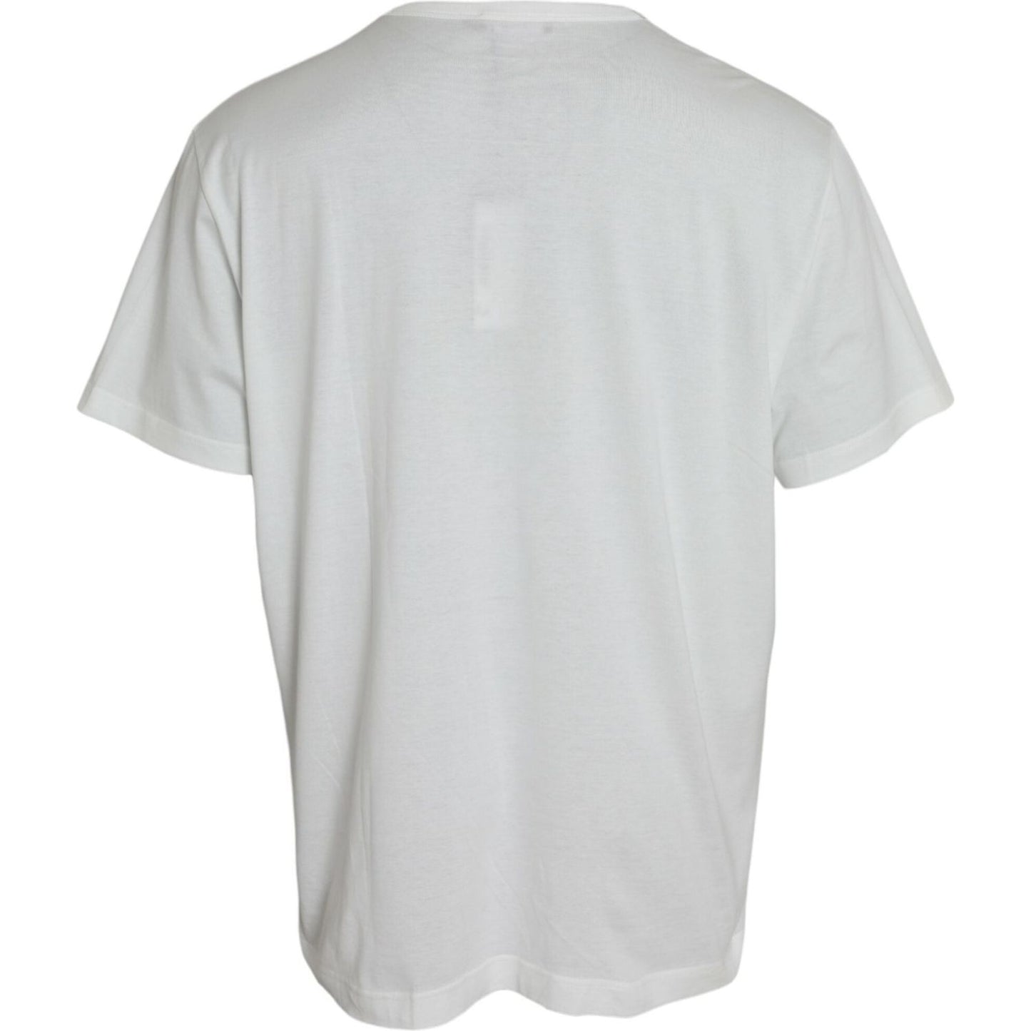 Dolce & Gabbana White Logo Embossed Cotton Crewneck T-shirt Dolce & Gabbana