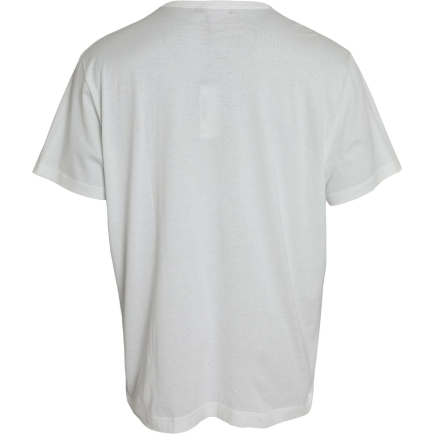 Dolce & Gabbana White Logo Embossed Cotton Crewneck T-shirt