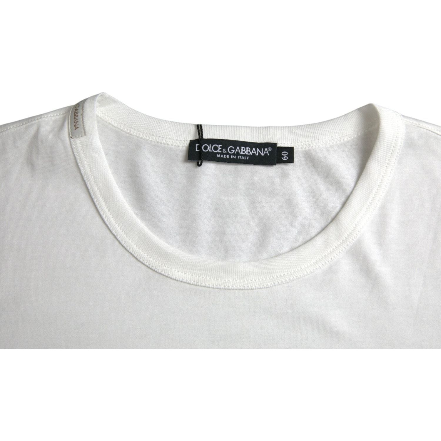 Dolce & Gabbana White Logo Embossed Cotton Crewneck T-shirt