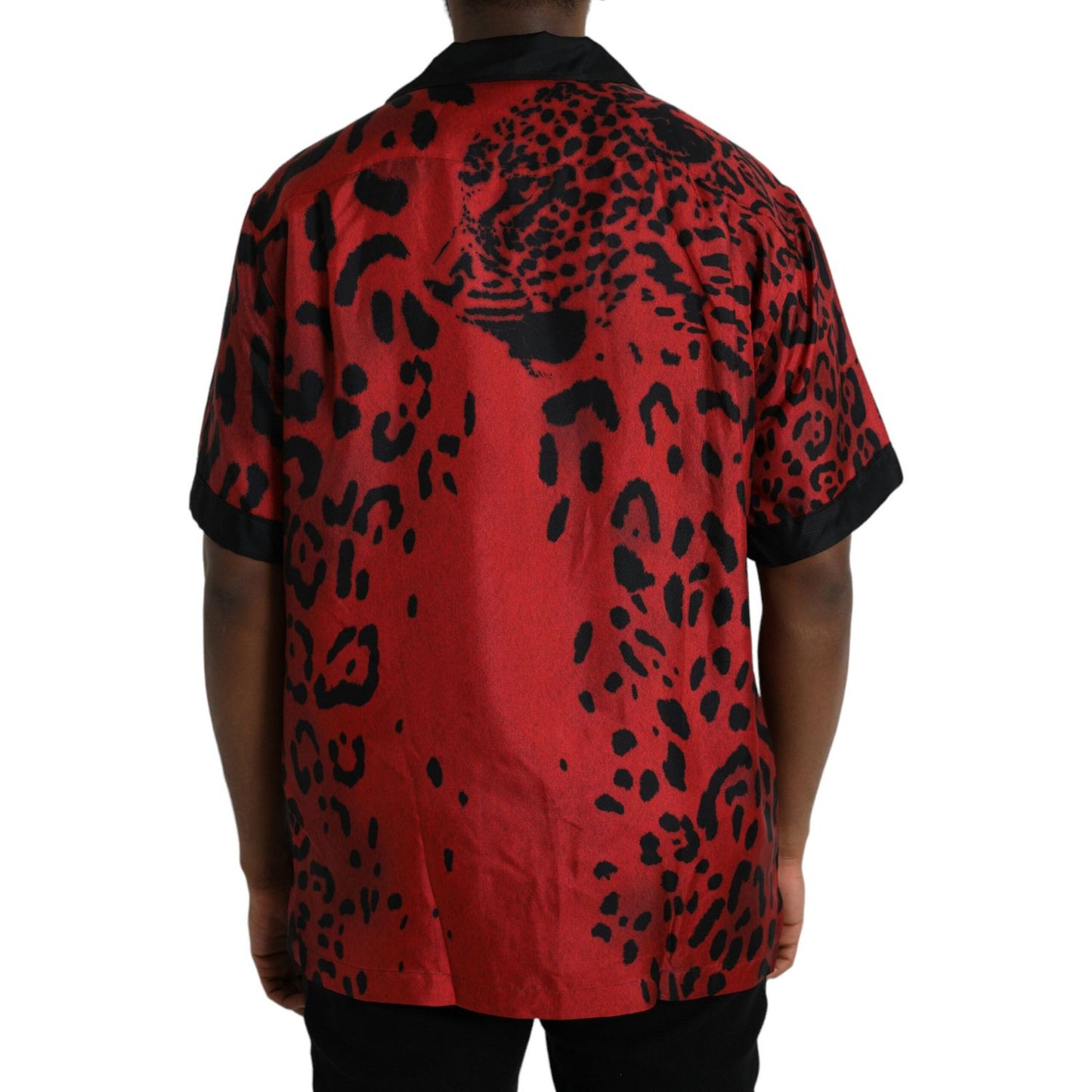 Dolce & Gabbana Red Leopard Silk Button Down Casual Shirt Dolce & Gabbana