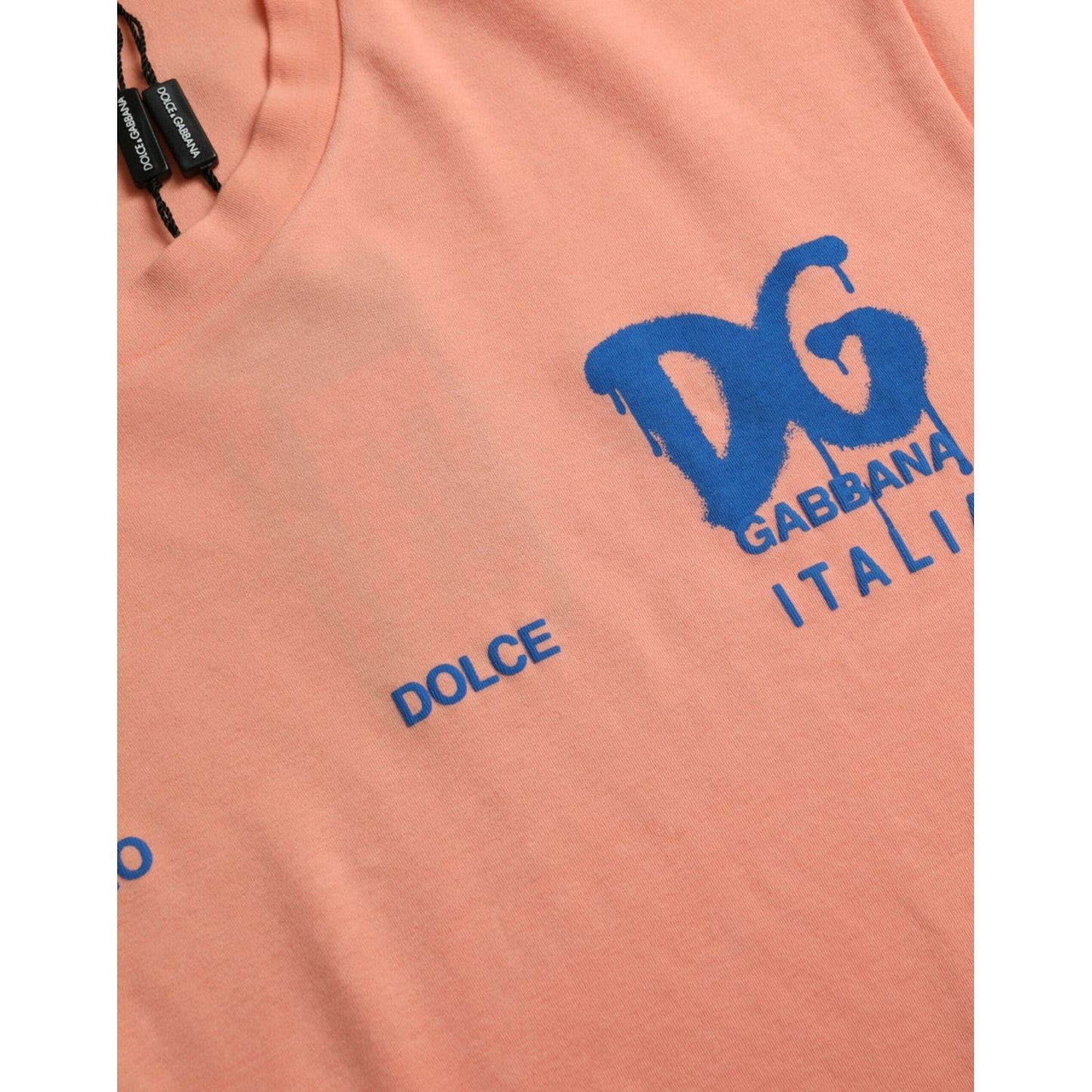 Dolce & Gabbana Coral Cotton Logo Print Short Sleeve T-shirt Dolce & Gabbana