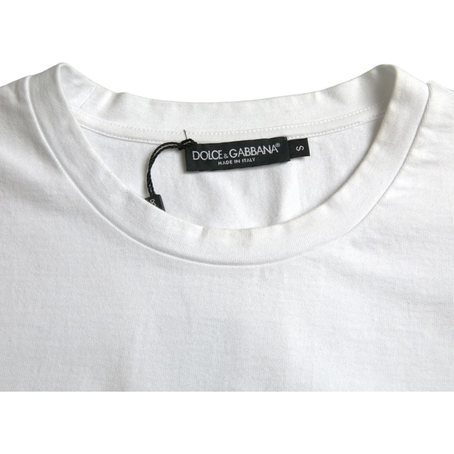 Dolce & Gabbana White Amor Heart Cotton Crewneck Short Sleeve T-shirt