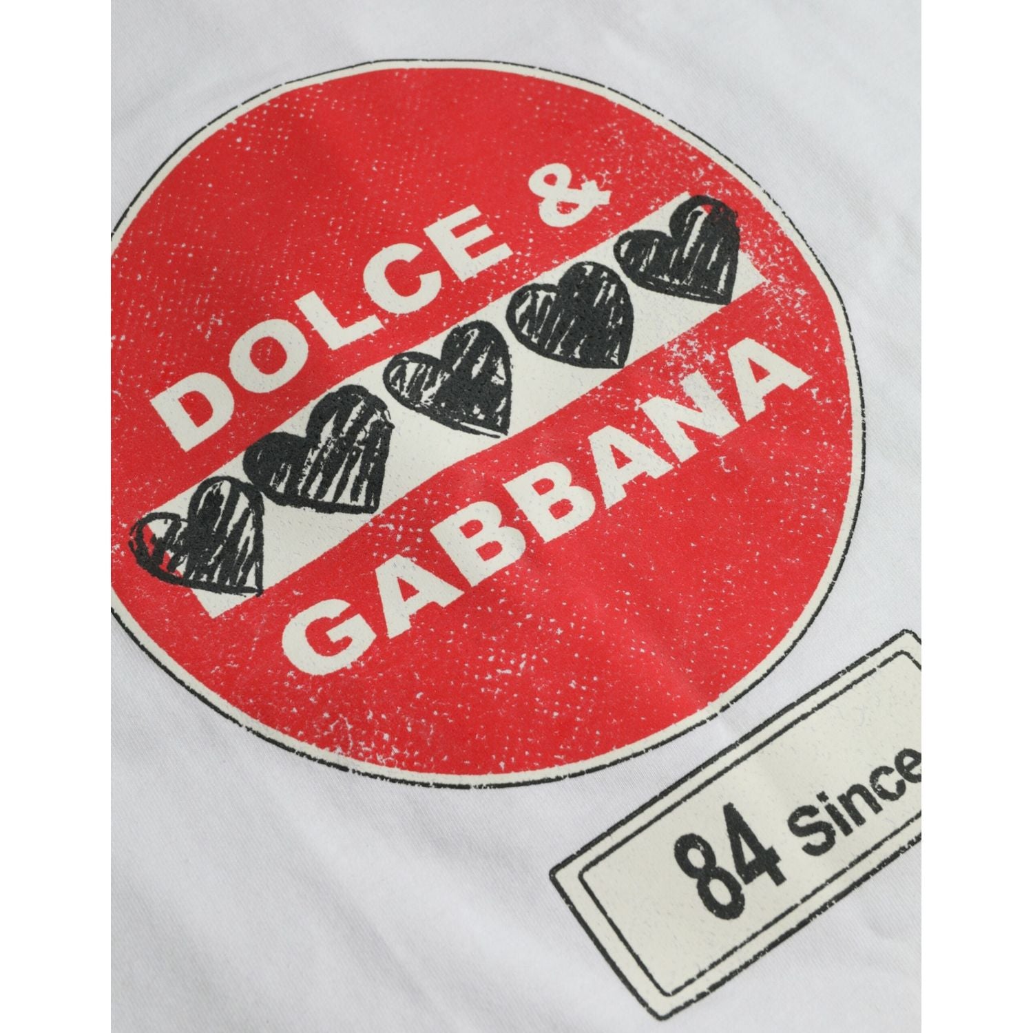 Dolce & Gabbana White Amor Heart Cotton Crewneck Short Sleeve T-shirt