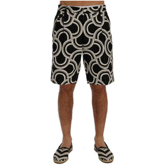 Dolce & Gabbana Chic Black & White Patterned Linen Shorts Dolce & Gabbana