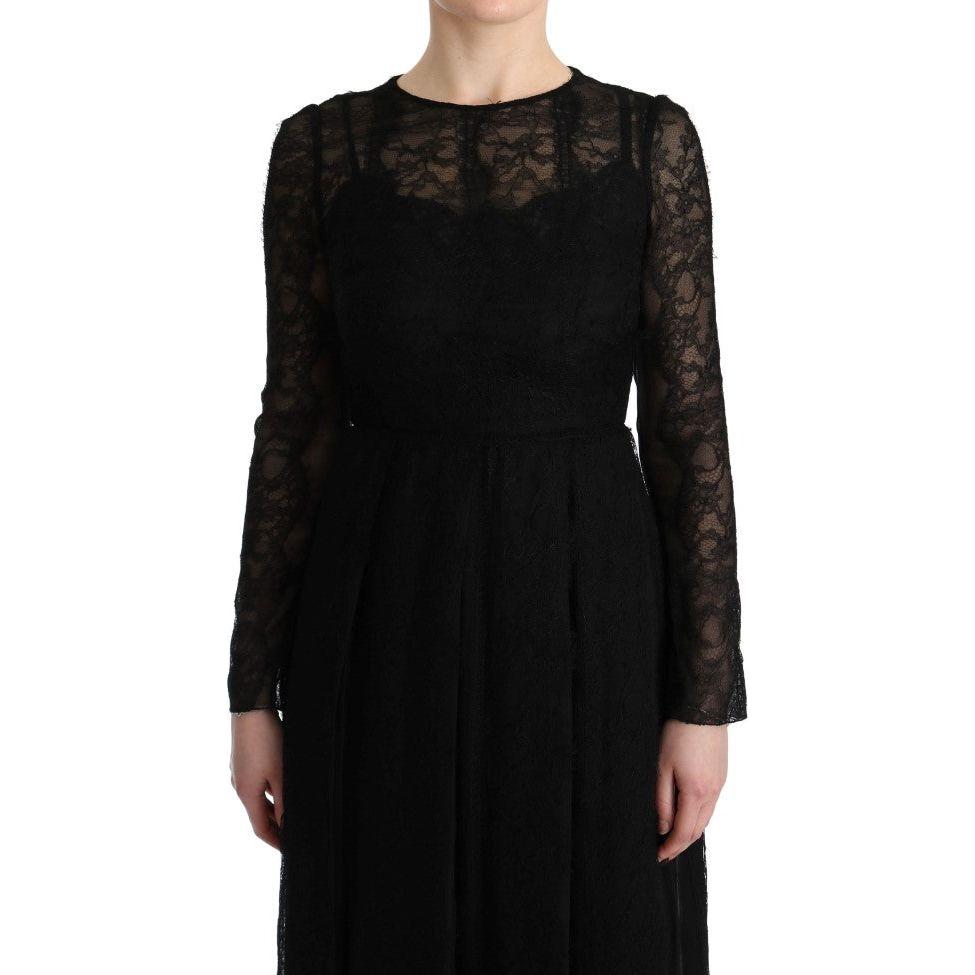 Dolce & Gabbana Elegant Black Sheath Long Sleeve Dress Dolce & Gabbana