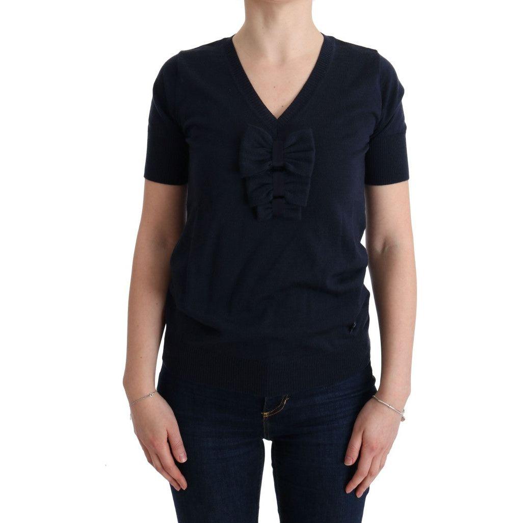 MARGHI LO' Elegant Blue Wool Top - Chic Everyday Elegance